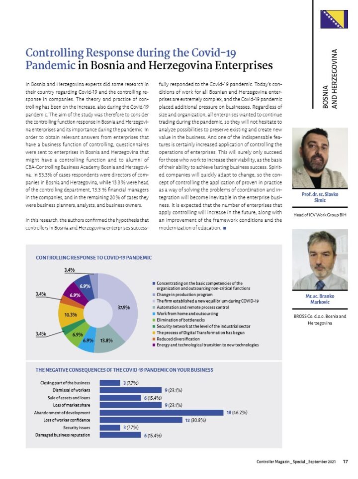 Controlling Response During the Covid-19 Pandemic in Bosnia and Herzegovina