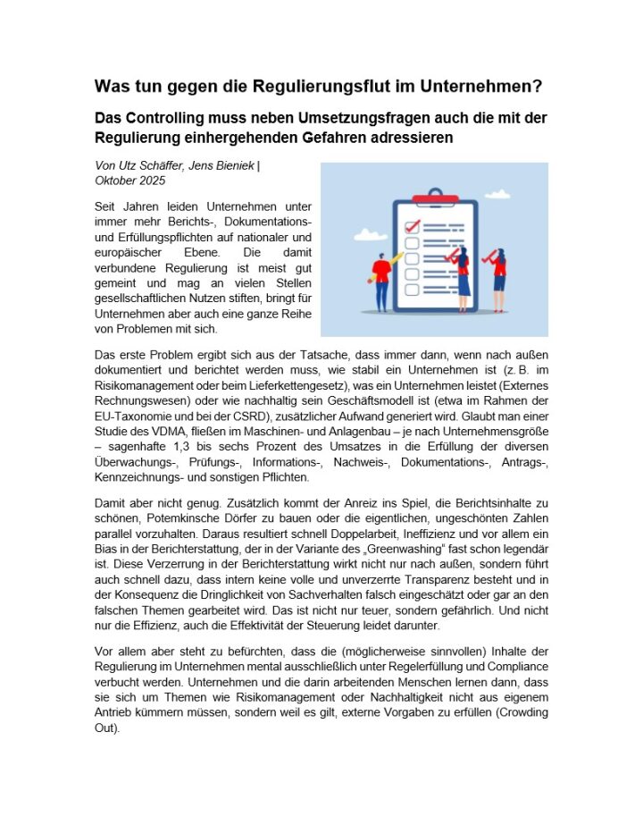 Maßnahmen gegen die Regulierungsflut Schäffer Bienek 10 2025